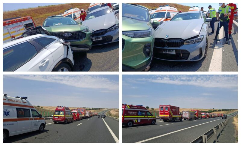 PRIMELE IMAGINI cu accidentul în lanț de pe Autostrada Soarelui! Plan roșu de intervenție