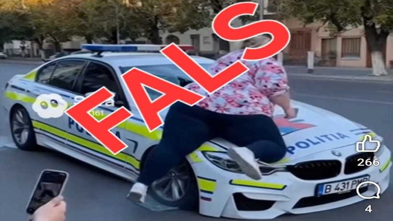 Fake news cu o femeie care ar distruge un BMW al Poliției, demontat de MAI: Nu tot ce devine „viral” este și real