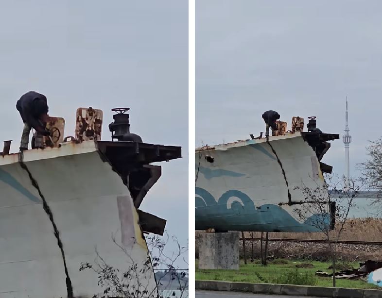(VIDEO) Eforie rămâne fără simbolurile sale: au început lucrările de tăiere a celor două vapoare de pe DN 39