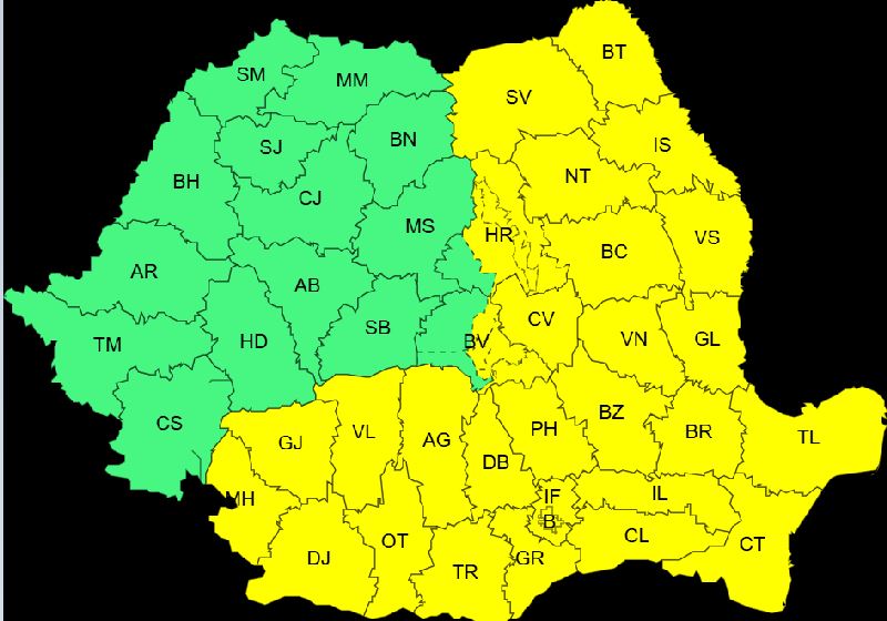 COD GALBEN de GER și temperaturi extrem de scăzute: Dobrogea și alte zone, sub atenționare meteorologică