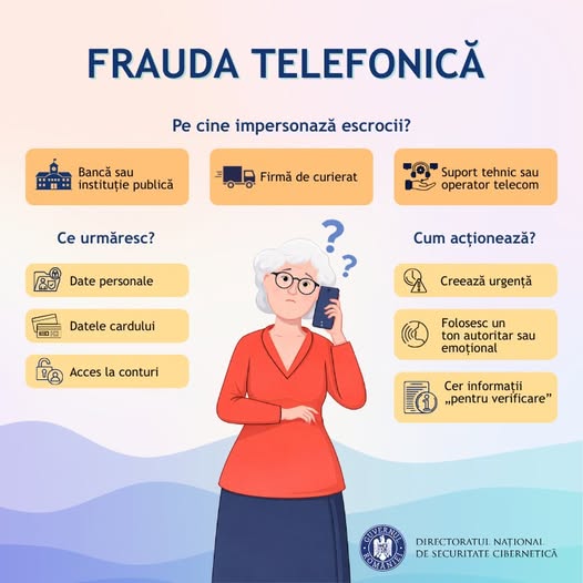 Avertisment DNSC: Escrocii folosesc identități false pentru a obține date bancare și parole