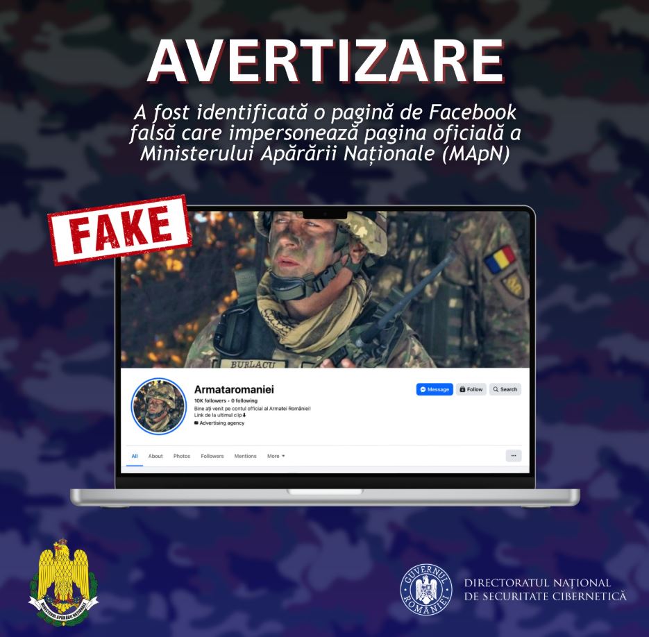 Pericol pe Facebook. O pagină falsă MApN poate colecta date personale