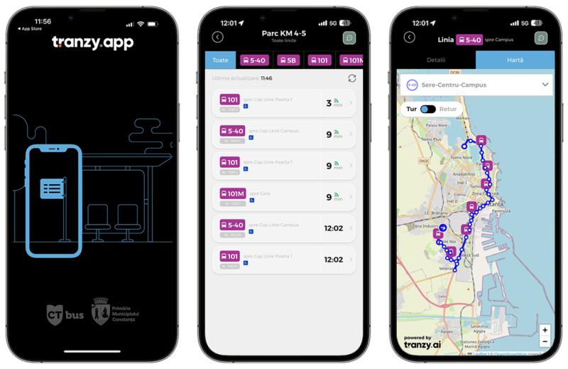 Constanța lansează aplicația tranzy.app pentru informare în timp real a transportului public