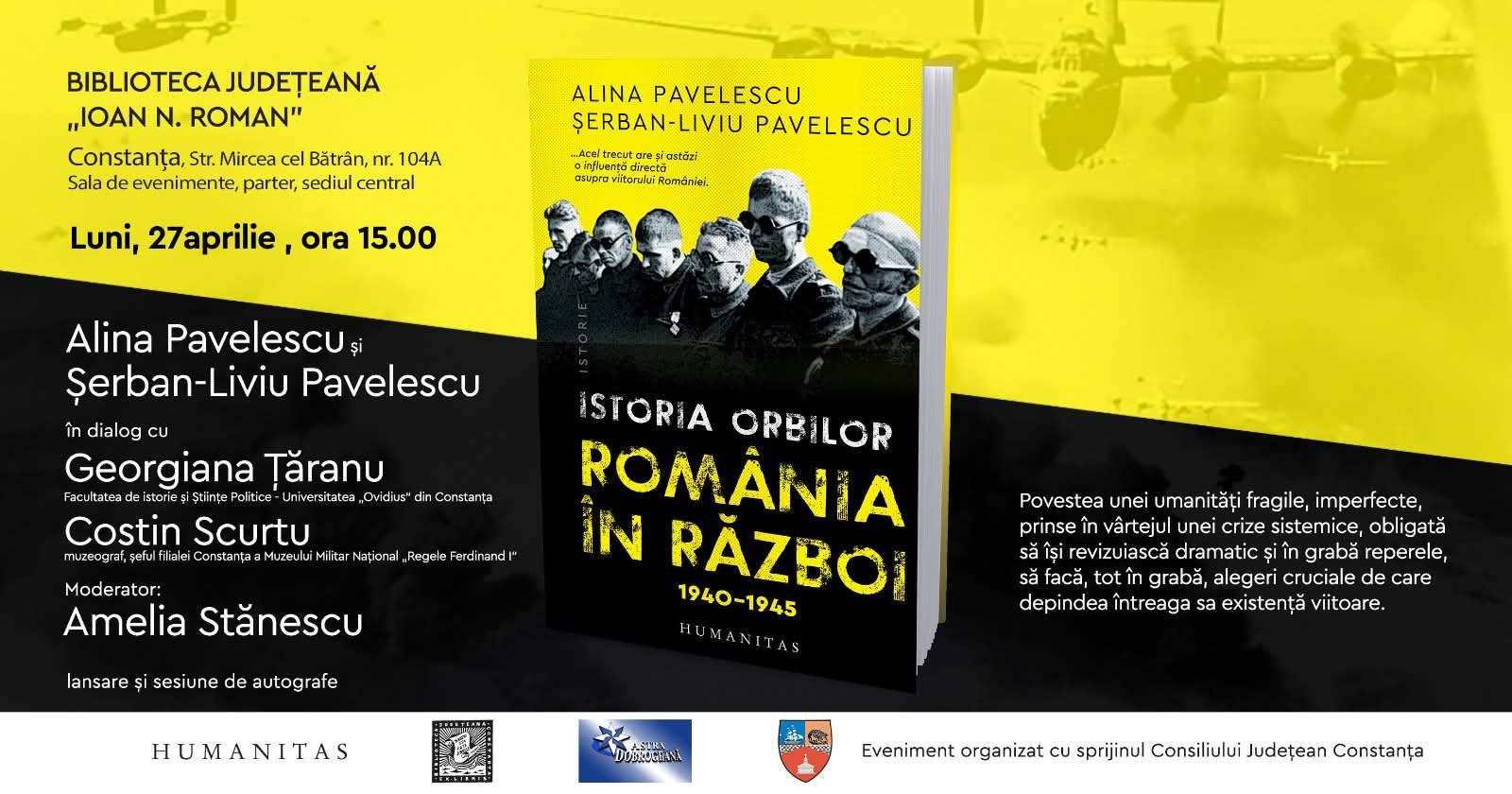 Lansare de carte la Biblioteca Județeană „Ioan N. Roman” Constanța: „Istoria orbilor. România în război, 1940–1945”