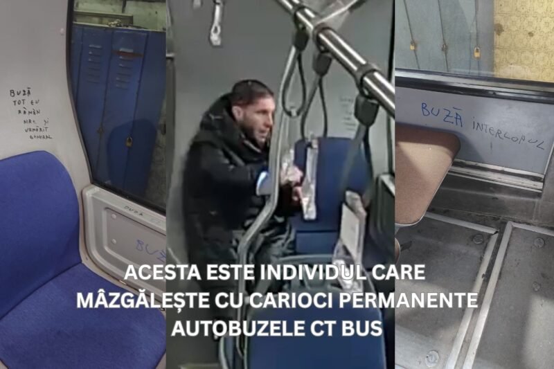 L-ați văzut? Este căutat un bărbat care a murdărit mai multe autobuze din Constanța
