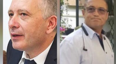Two-side collage of two men: left is a close-up of a man in a dark suit, right shows a man in a light shirt with glasses outdoors.