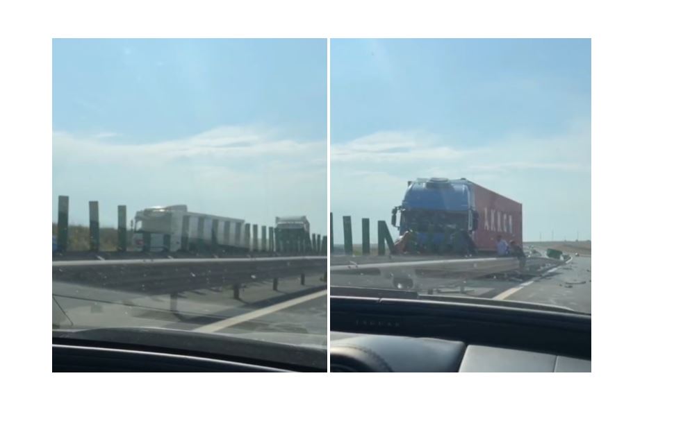 Momente de panică pe Autostrada Soarelui. Un TIR implicat într-un accident rutier
