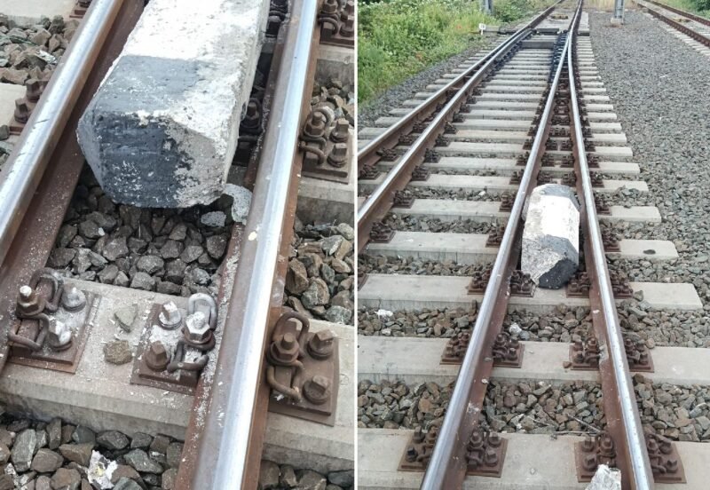 Pericol de deraiere în Gara Constanța. Un tren a lovit un bloc de beton pus intenționat pe șine