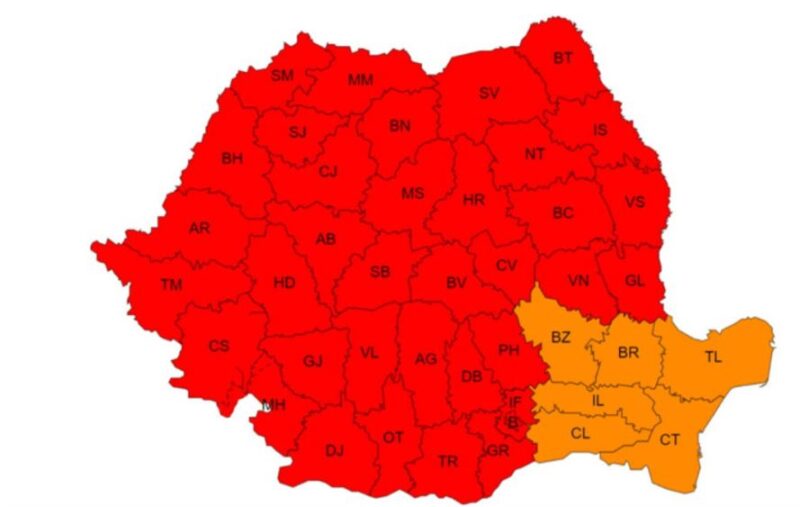 Cod roșu de caniculă în aproape toată România. Temperaturile ajung la 41 de grade Celsius