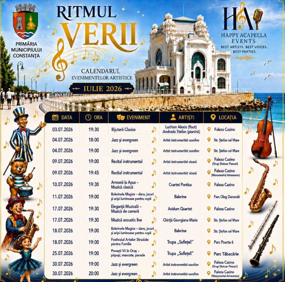 Trei zile de distracție la Constanța. Muzică, teatru, ateliere și filme în aer liber
