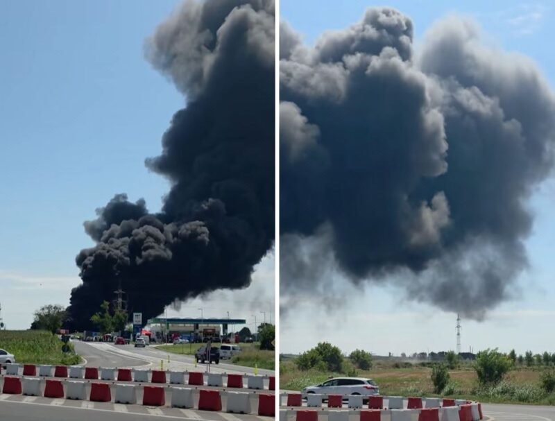 Cum s-a produs accidentul de pe DN2A, în apropiere de Hârșova. Un utilaj agricol și o cisternă au ars complet