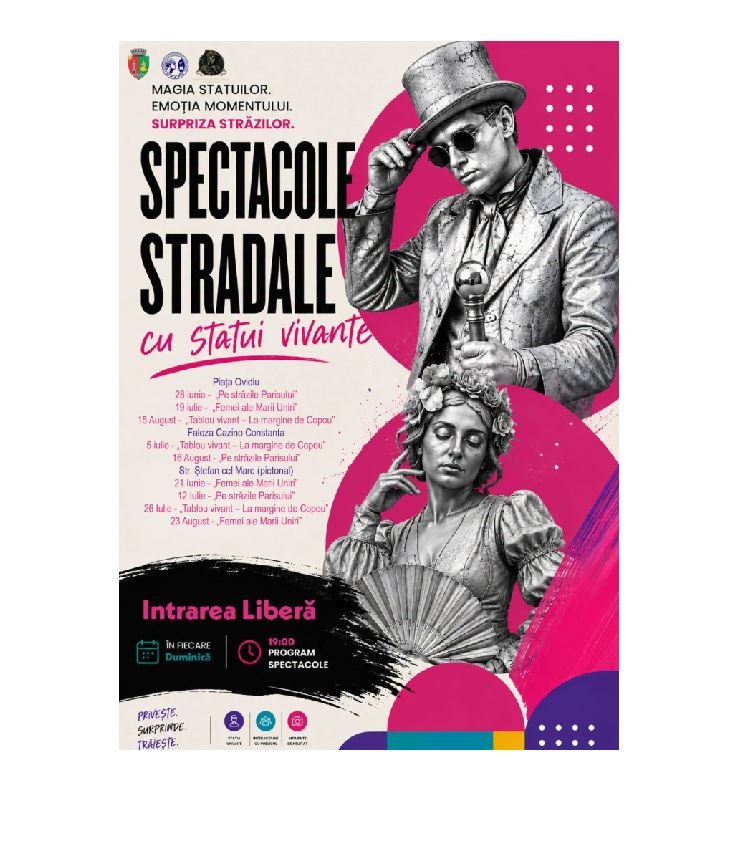 Spectacol inedit în Piața Ovidiu din Constanța. Statuile vivante readuc la viață eroinele Marii Uniri