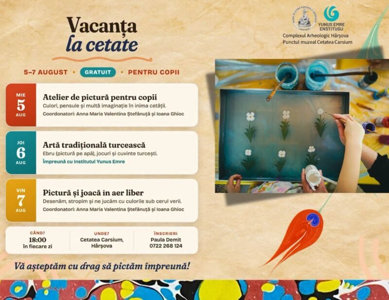 Copiii sunt invitați la „Vacanță la Cetate”, la Hârșova. Participarea este gratuită