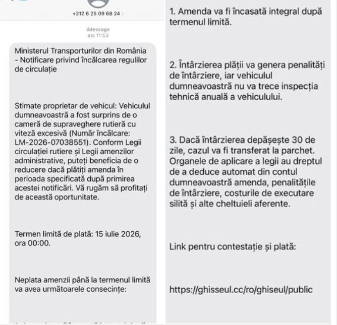 Alertă de fraudă! SMS-uri false în numele Ministerului Transporturilor privind amenzi pentru viteză