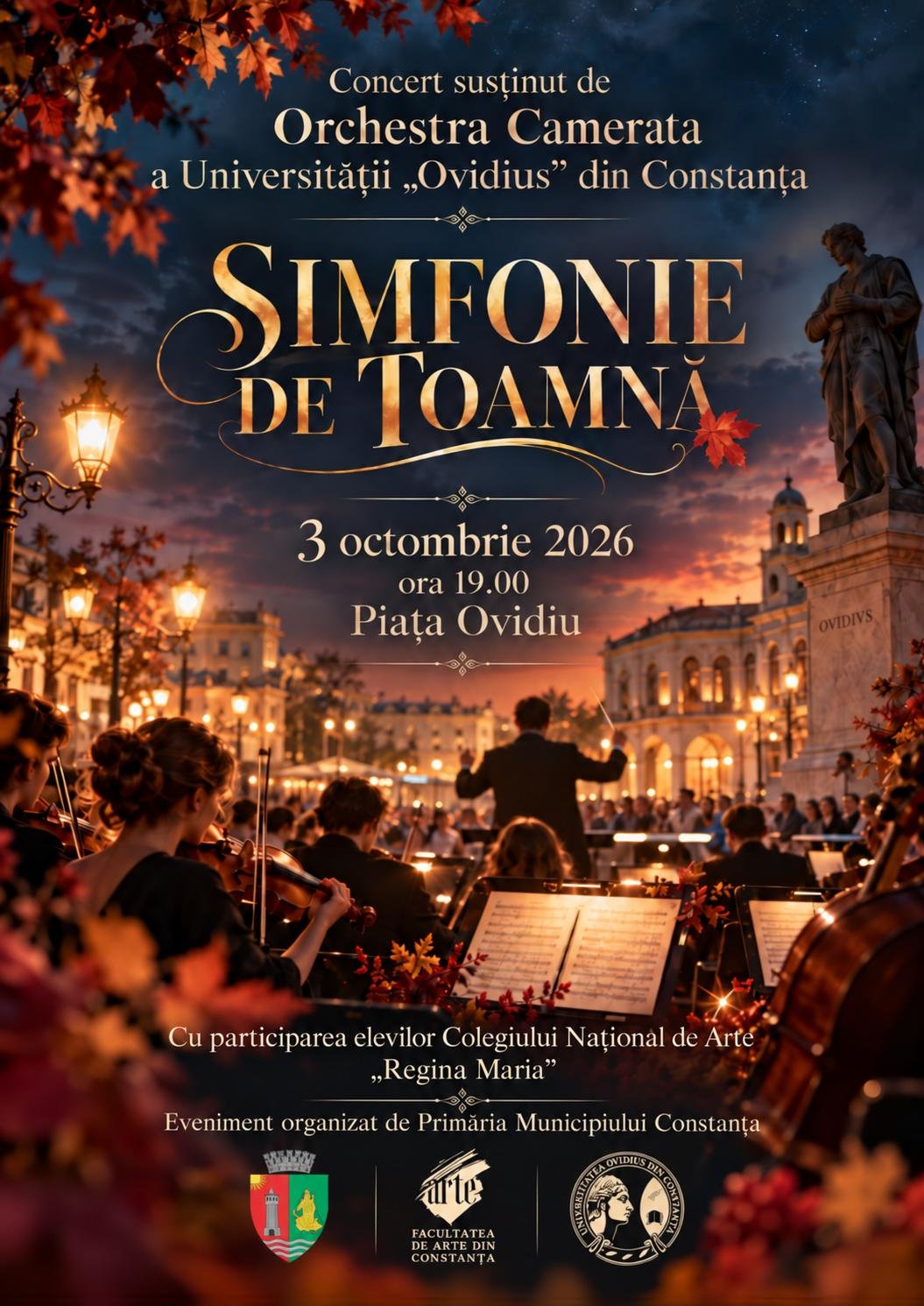 „Simfonie de toamnă”, în Piața Ovidiu. Constănțenii sunt invitați la un concert de muzică clasică