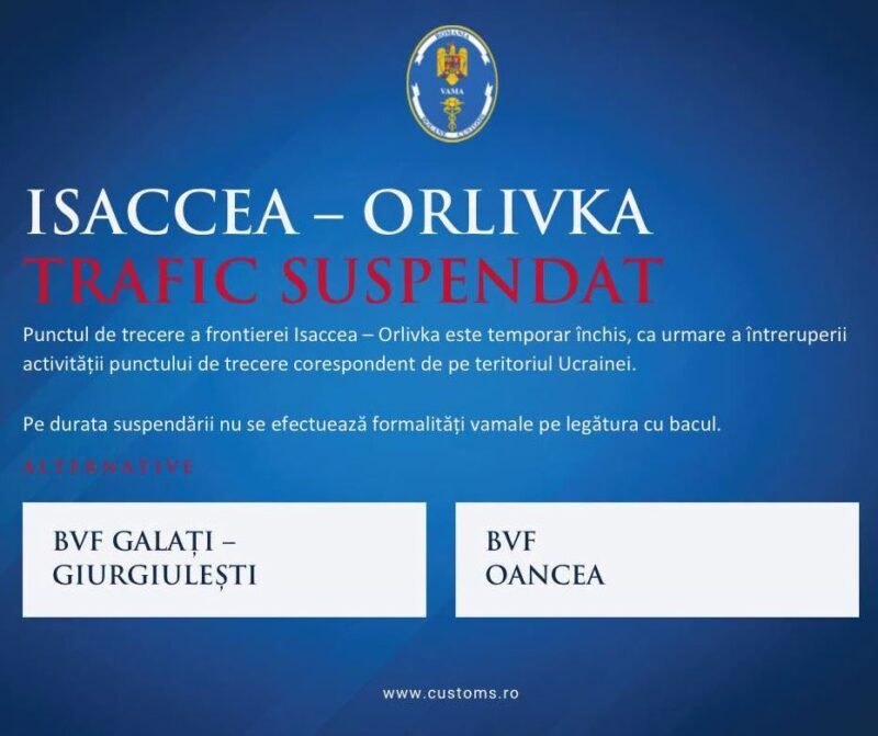 Trafic suspendat temporar la Isaccea – Orlivka. Ce alternative au șoferii