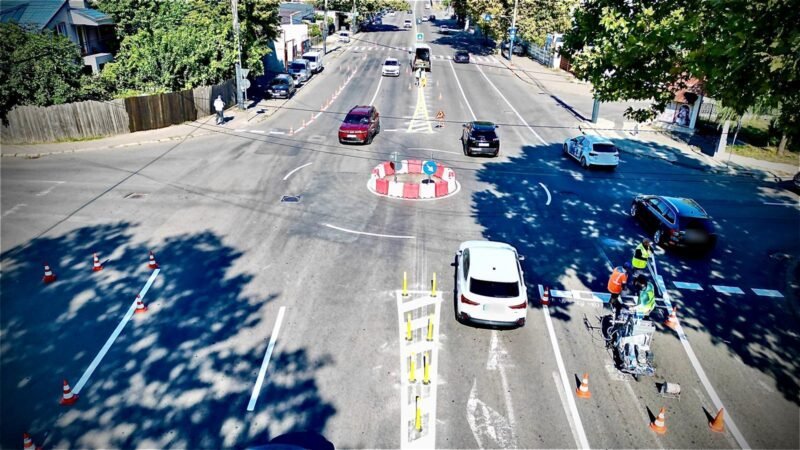 Un sens giratoriu a fost amenajat pe strada Cumpenei din Constanța