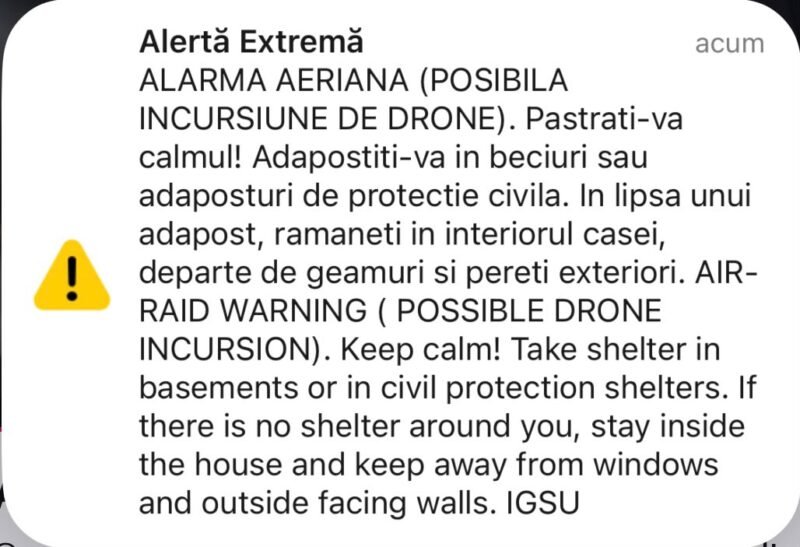 Ţinte aeriene, detectate în apropierea graniţei cu România. Mesaj RO-Alert pentru nordul judeţului Tulcea